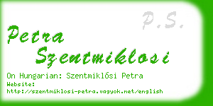 petra szentmiklosi business card